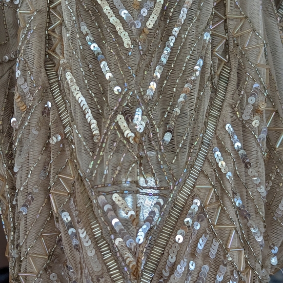 ASOS Retired Gold Sequin Cut Out Prom Evening Gown Dress Tall Size 14 - Picture 6 of 11